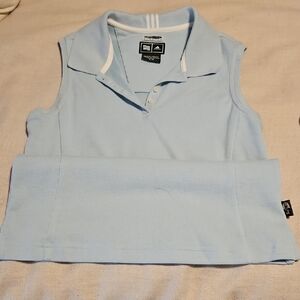Adidas Sky Blue Sleeveless Polo Golf Top